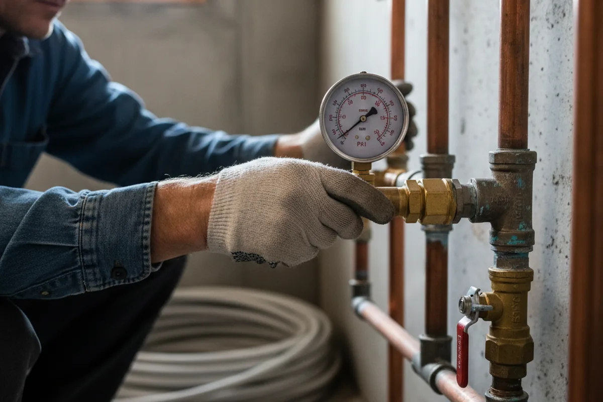 Pressure testing a repaired line during Water Line Repair in Roann